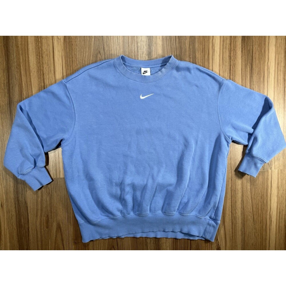 Nike Phoenix Fleece Sweatshirt Large Womens Center Swoosh Oversize Blue